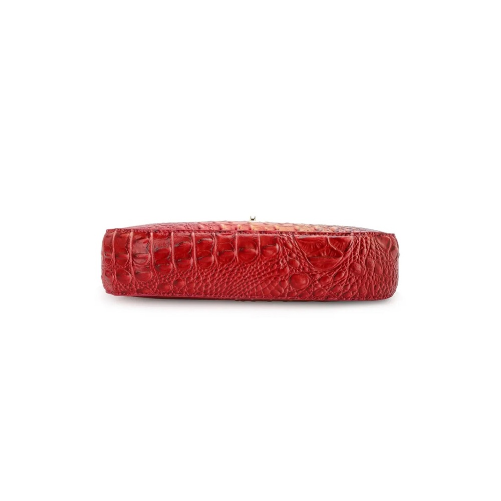 Y2K- Croc-Embossed Red Shoulder Bag - Picture 6 of 9